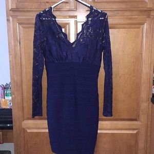 Navy Blue Lace top dress - camisole lined
